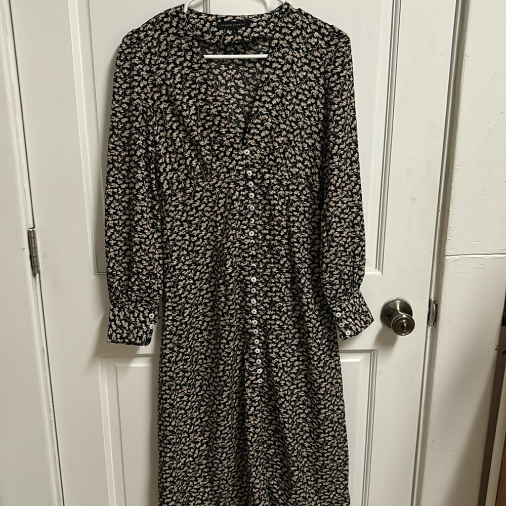 Button up floral print dress